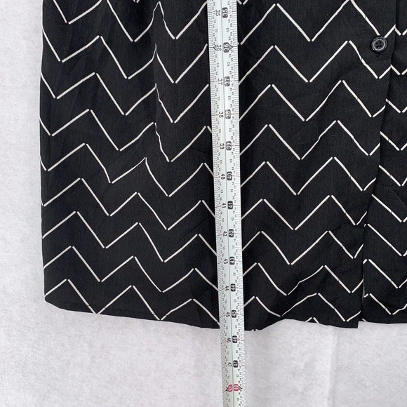 Who What Wear Chevron Striped Midi Dress Black Ruffle Sleeves Womens Medium - Picture 6 of 7